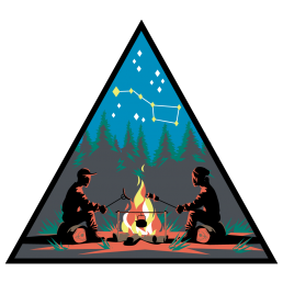 two people and a bonfire. illustration.