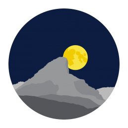 mountain and the moon. illustration.