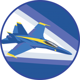 Blå og gul jetfighter